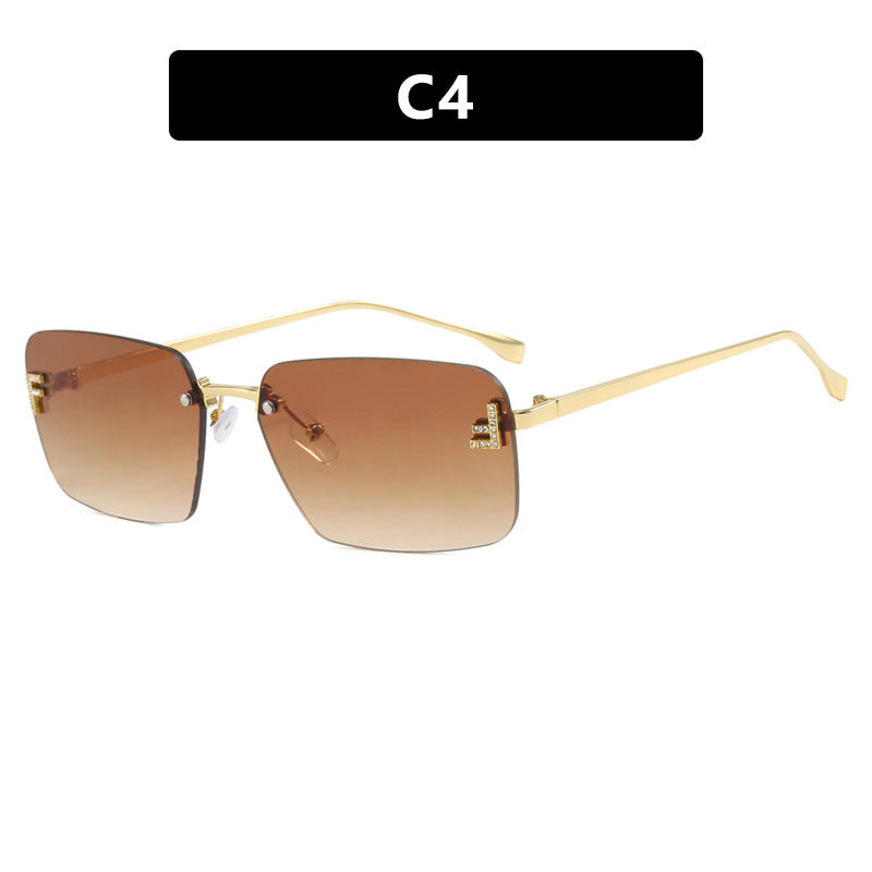Damen quadratische Sonnenbrille mit elegantem goldenen Rahmen und stylishen Gläsern Karnz