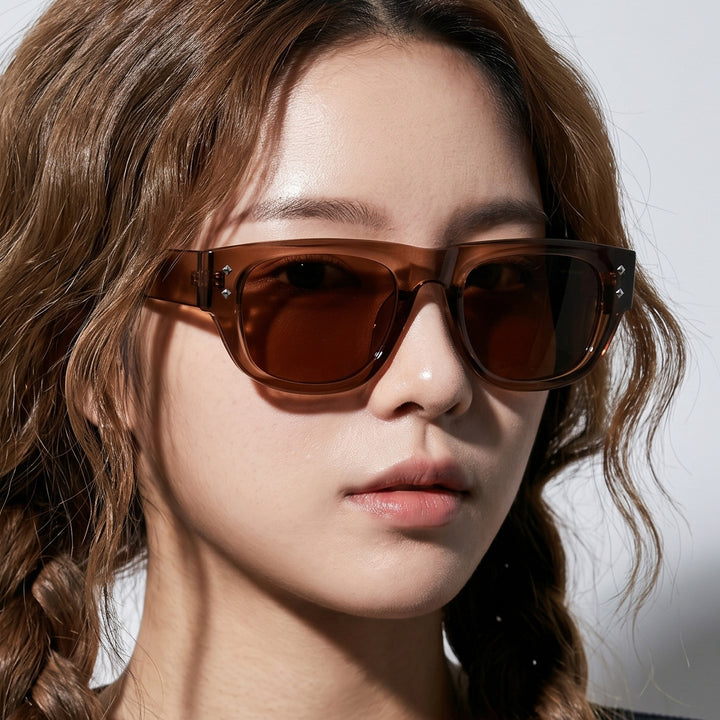 Damen modische Sonnenbrille im trendigen Rechteck-Design Karnz