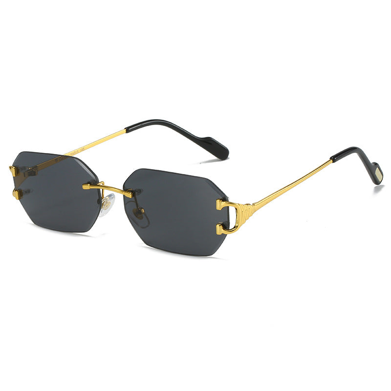 Damen moderne Oktagon-Sonnenbrille mit stylishem Metallrahmen und polarisierenden Gläsern Karnz