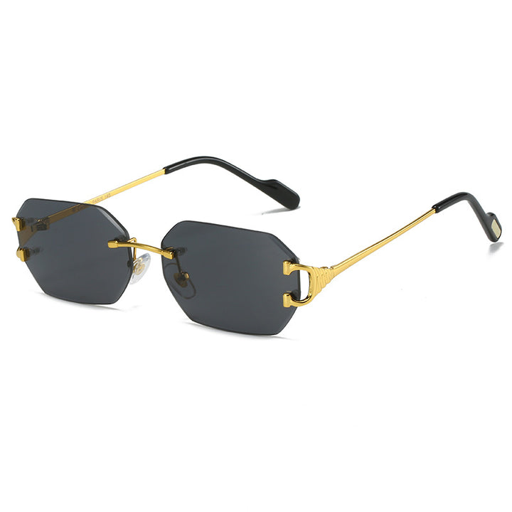 Damen moderne Oktagon-Sonnenbrille mit stylishem Metallrahmen und polarisierenden Gläsern Karnz