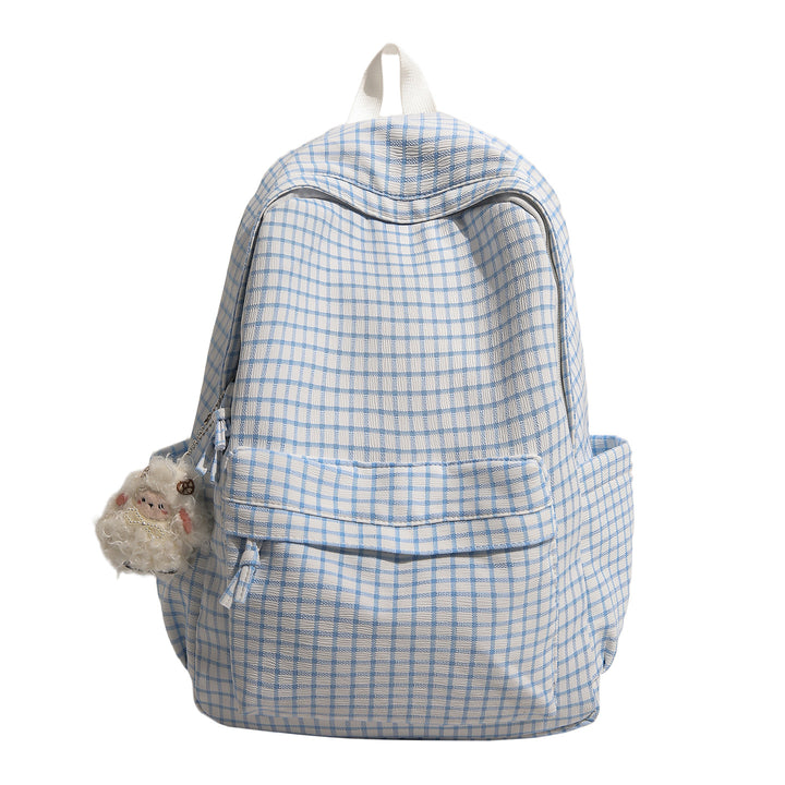 Kariertes Muster Multi-Taschen Rucksack Karnz