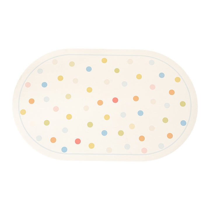 Ovales abwischbares Tischset mit pastellfarbenen Polka‑Dots Karnz