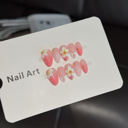 Floral Accent Press-On Nagel Set
