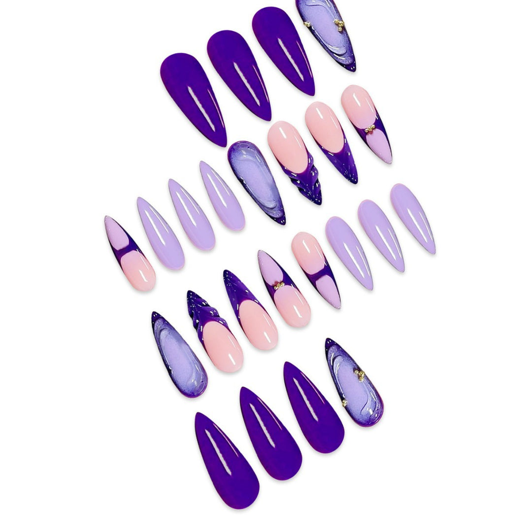 Stylisches Stiletto Press-On Nagelset Karnz