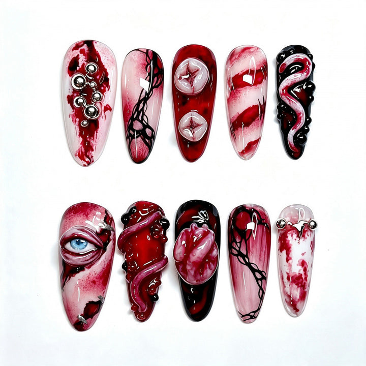 Künstlerisches Horror-Themen Press-On Nagelkunst Set