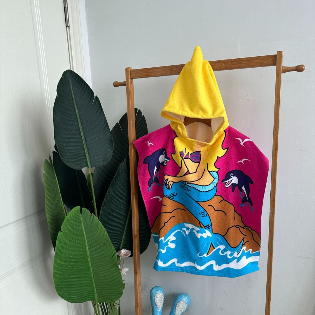 Kinder Haifisch-Design Kapuzenhandtuch Poncho Karnz