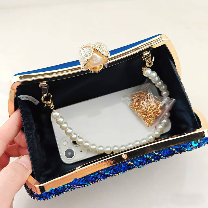 Pailletten-Pfauen-Design-Clutch