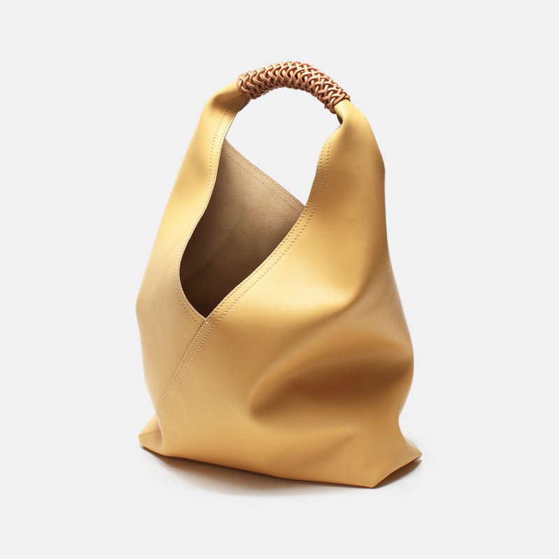 Skulpturaler Schluff-Leder-Hobo-Tote mit geflochtenem oberen Griff