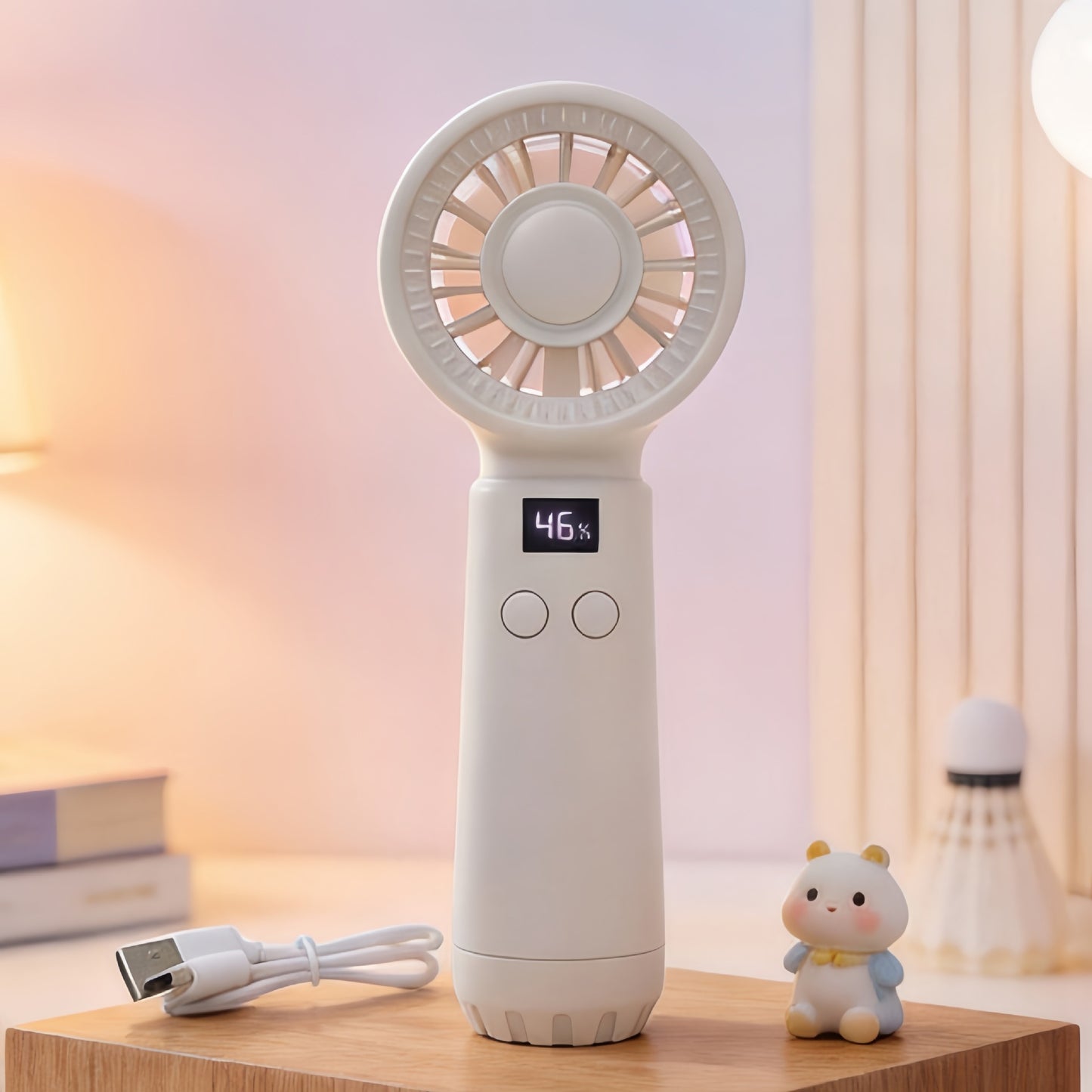 Damen Tragbarer Mini-Ultraquiet-Handventilator mit LCD-Anzeige Karnz