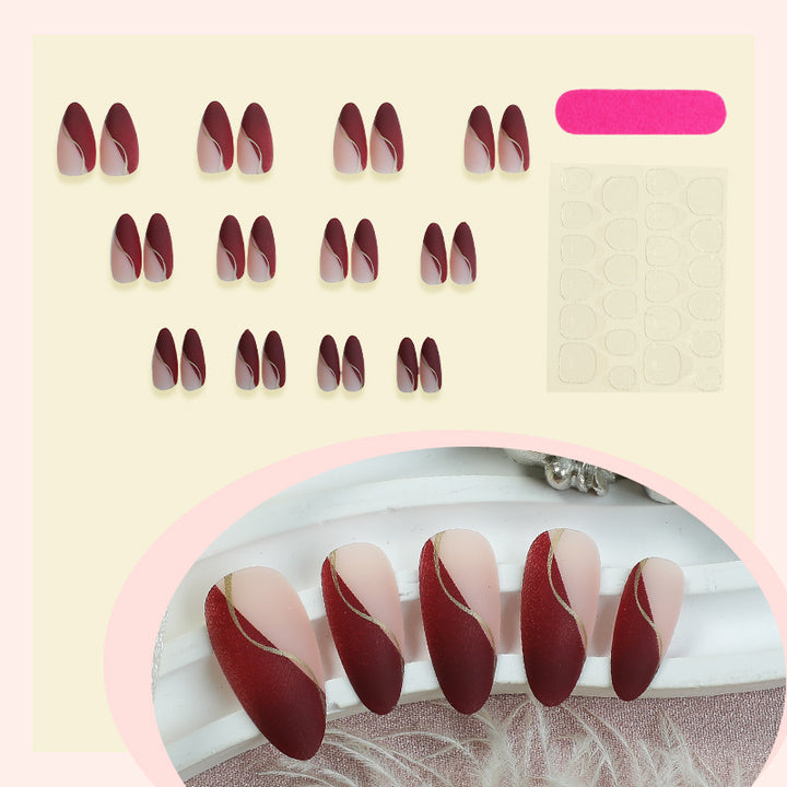 Stylisches Press-On-Nagelset mit elegantem, geschwungenem Design Karnz