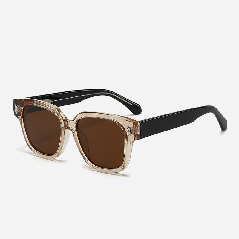 Damen Designer-Sonnenbrille mit quadratischem Rahmen und braunen Gläsern Karnz