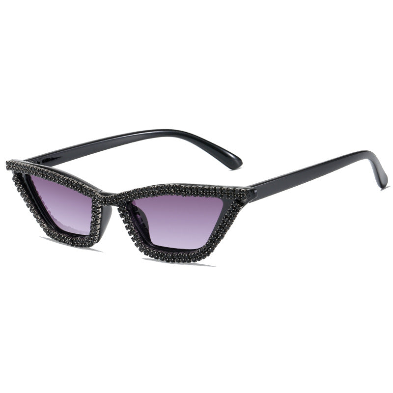 Damen extravagante Cat-Eye Sonnenbrille mit funkelndem Kristallrahmen Karnz
