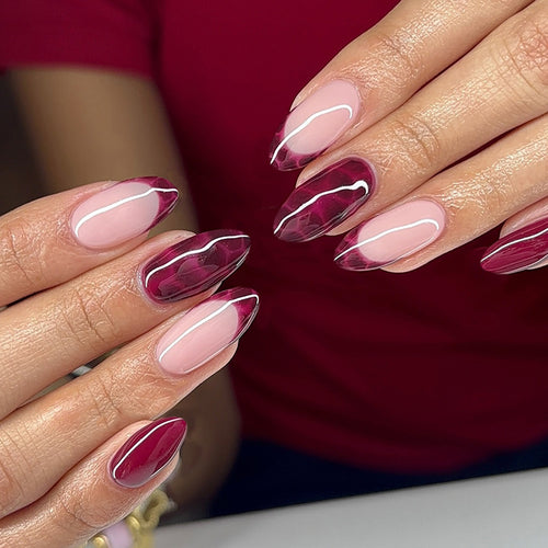 Stylisches Press-On-Nagelset mit geometrischen und gradienten Designs Karnz