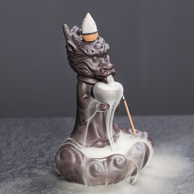 Künstlerische Drachenskulptur Räucherstäbchenhalter