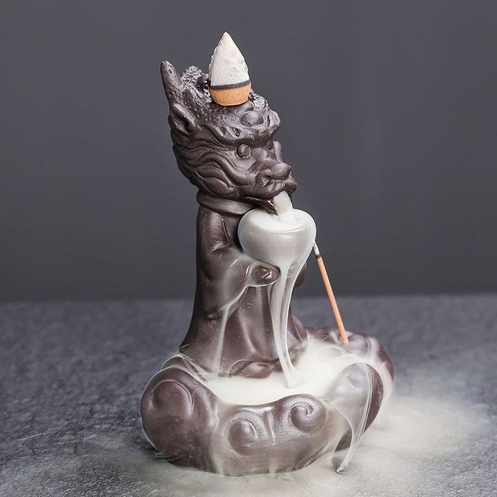 Künstlerische Drachenskulptur Räucherstäbchenhalter