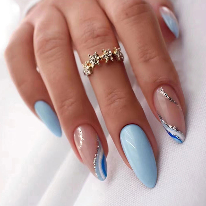 Glamouröse Glitzer-Stiletto Press-On Nägel Karnz