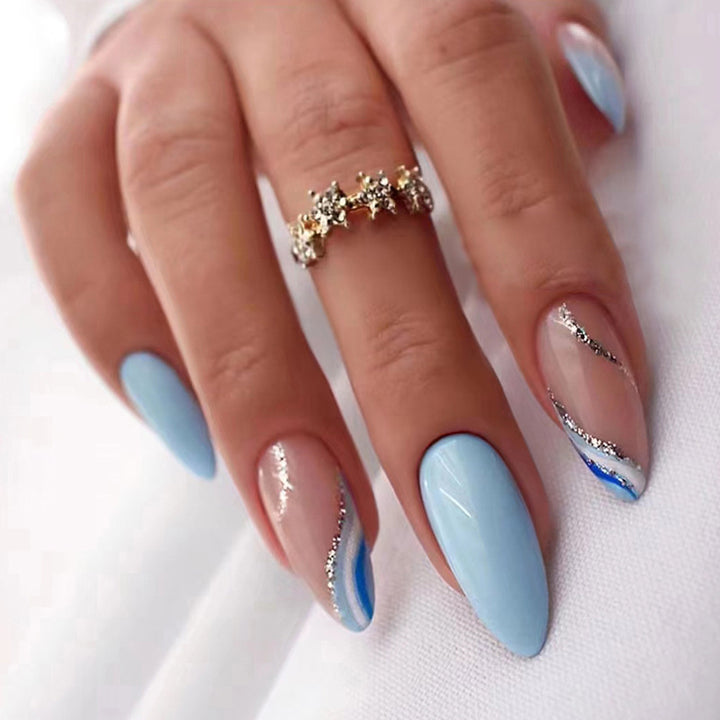 Glamouröse Glitzer-Stiletto Press-On Nägel Karnz