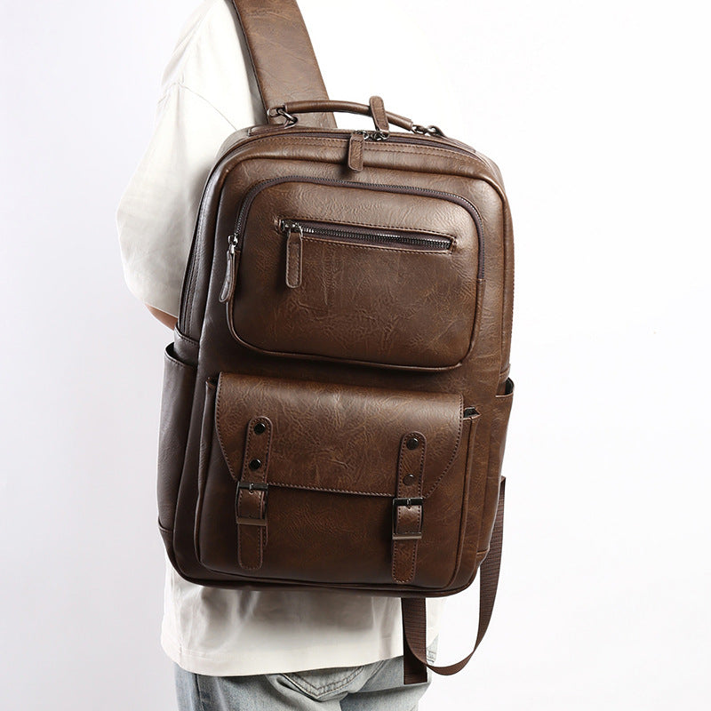 Stylischer Mehrzweck-Leder-Rucksack Karnz