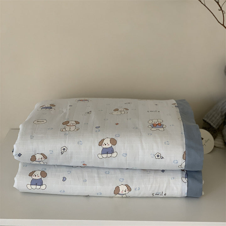 Weiche Mull-Babydecke mit Teddy-Design und doppellagiger Gaze