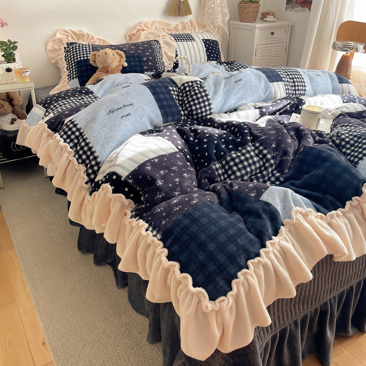 Plüsch Floral Rüsch Komfortbett-Set