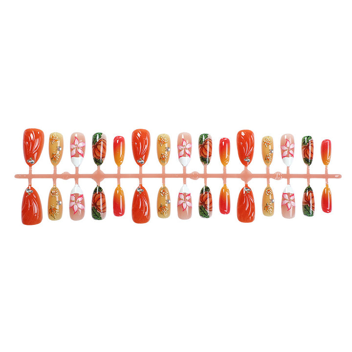 Künstlerisches herbstliches Press-On Nagelset