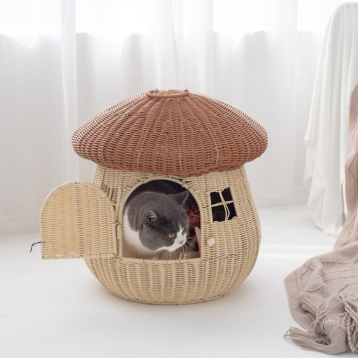 Verspielter Katzenkorb im Pilzdesign Karnz