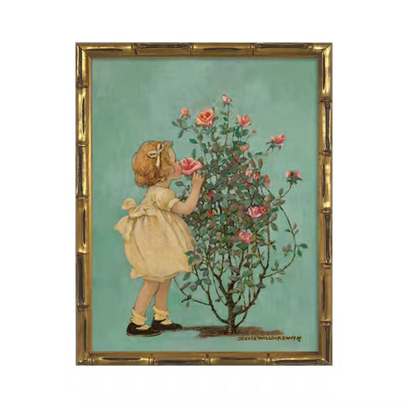 Gerahmter Vogel- und Blumen-Kunstdruck