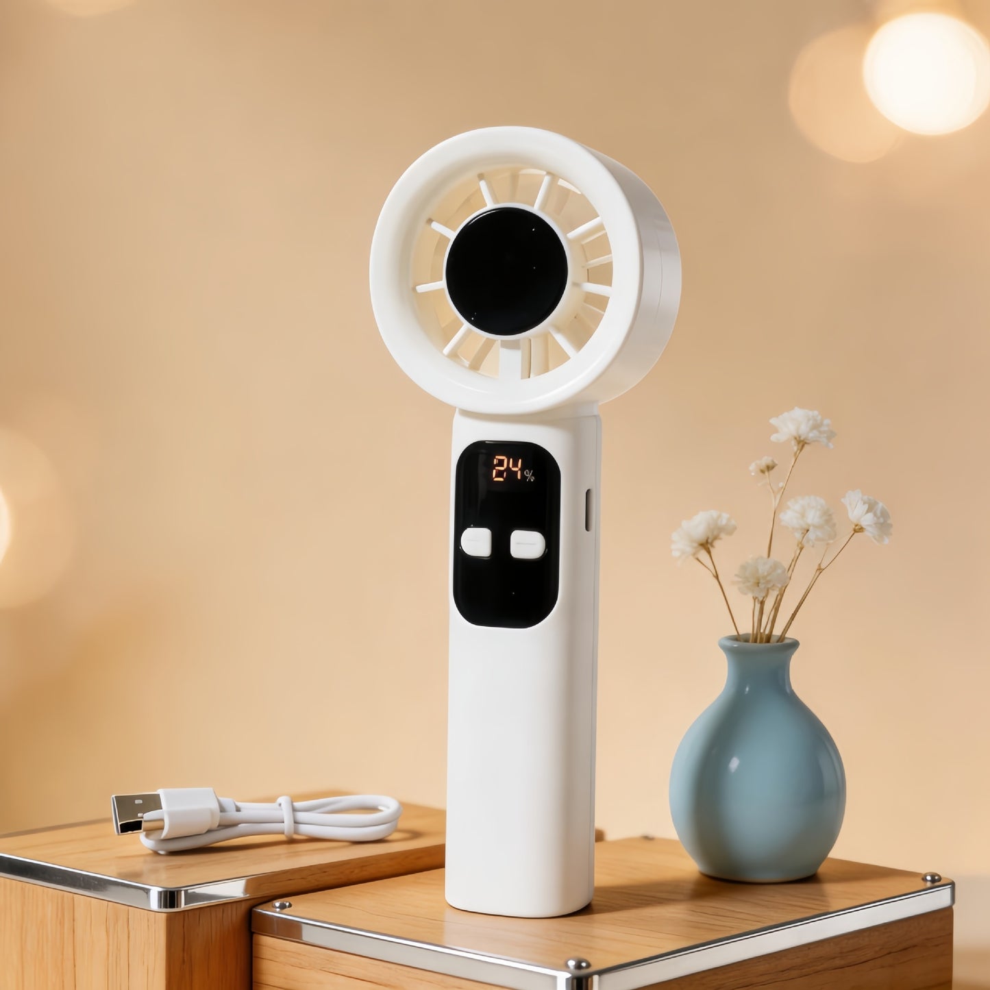 Damen Tragbarer Handventilator mit LCD-Display und USB-Anschluss Karnz