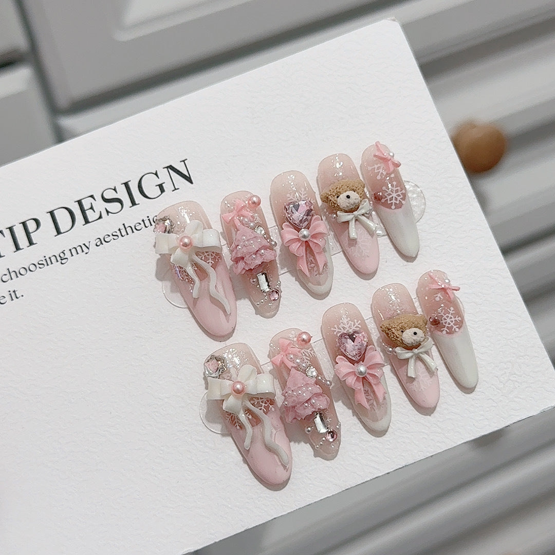 Verspielt Dekorative 3D Druck-On-Nagelset