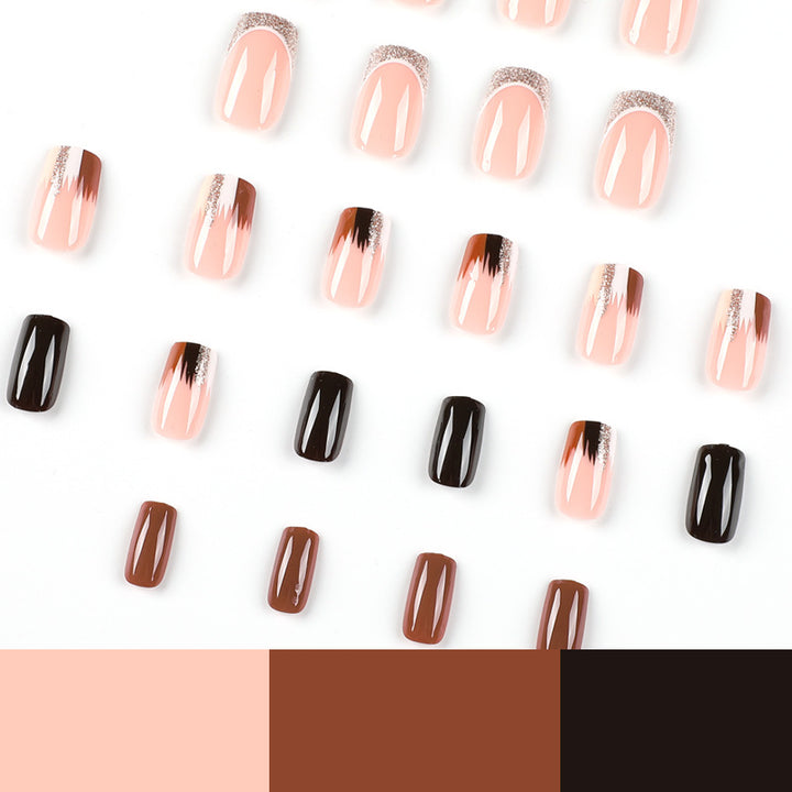Elegante Künstliche Nagelverlängerungen mit Farbverlauf und Glitzerdetails Karnz