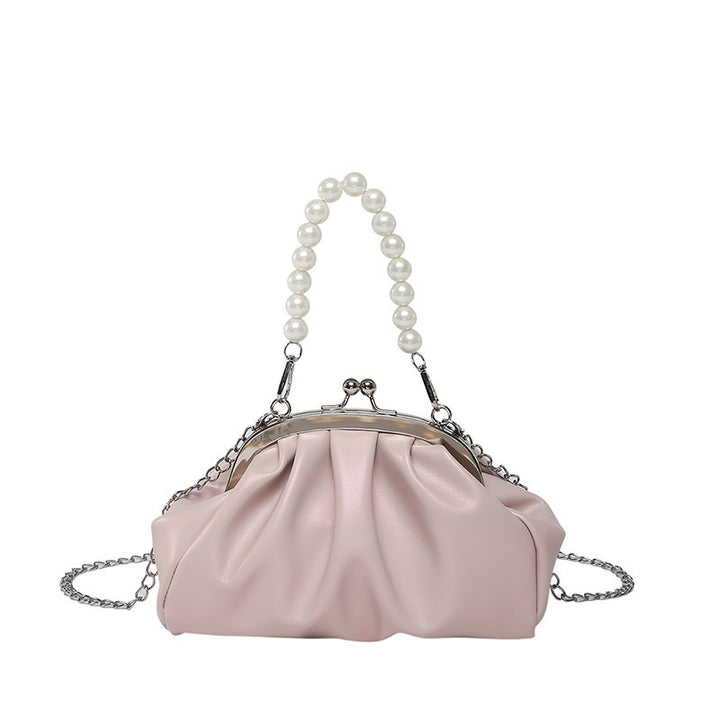 Elegante Clutch-Handtasche mit Perlenkette Karnz