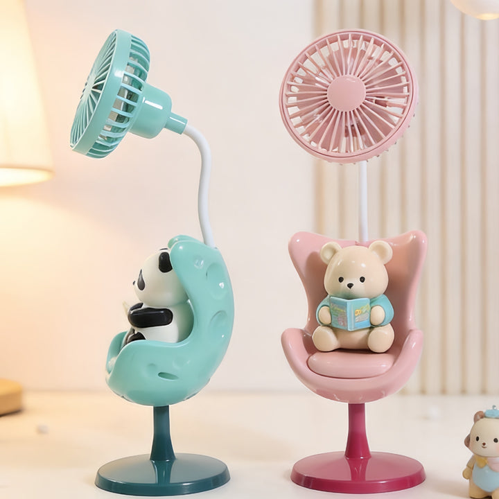 Damen USB Tischventilator mit verspieltem Bärenmotiv und flexibler Neigung Karnz