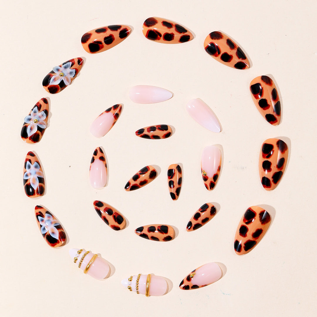 3D Floral Design Stiletto Nail Art Extensions Karnz