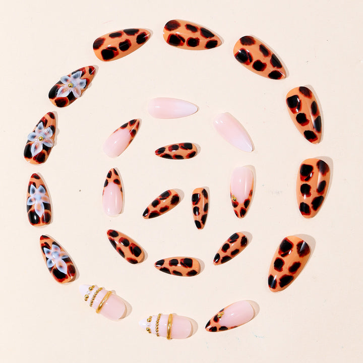 3D Floral Design Stiletto Nail Art Extensions Karnz