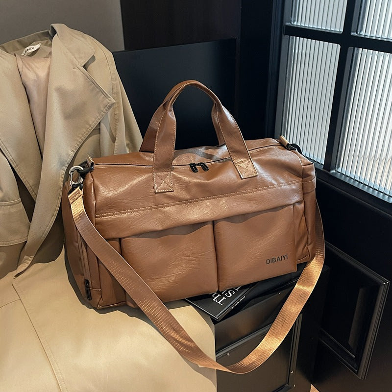 Stylische Leder Sport Duffel Tasche