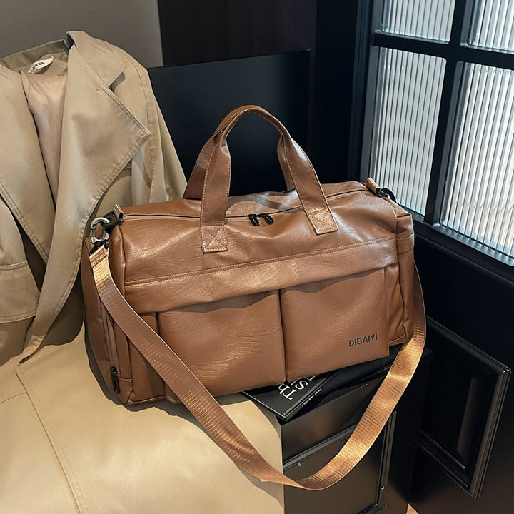 Stylische Leder Sport Duffel Tasche