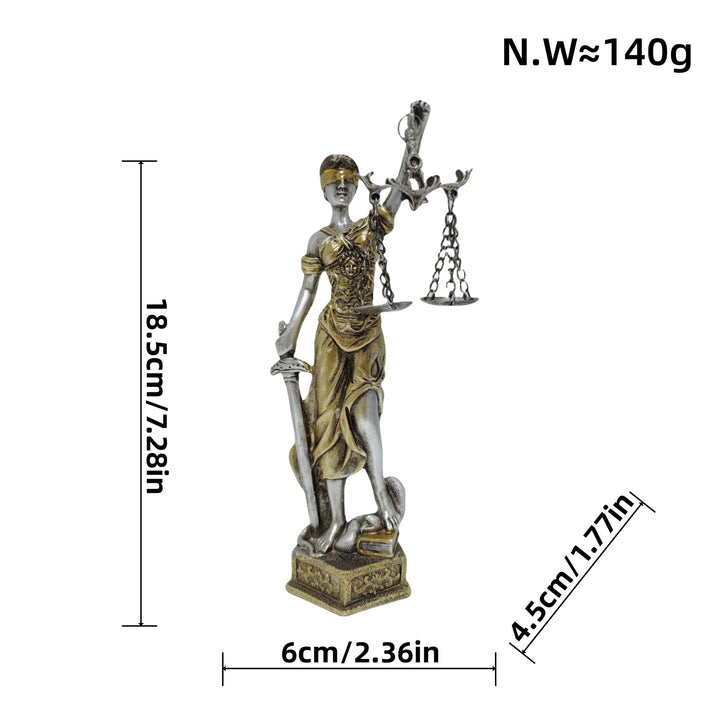 Elegante Statue der Justitia in kunstvollen Details Karnz