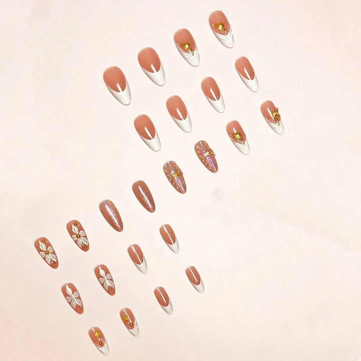 Glamouröse Florale Stiletto Press-On Nagel Set Karnz