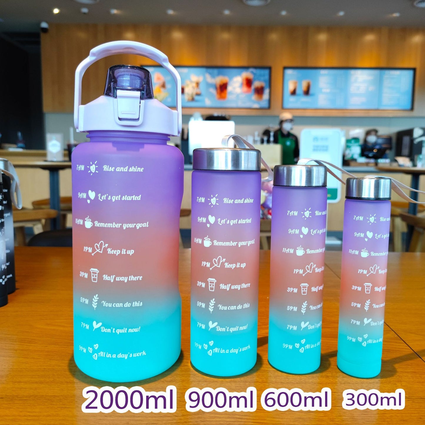 Damen Motivations-Trinkflasche mit Zeitskala und ergonomischem Design Karnz