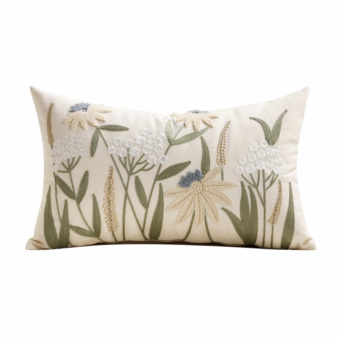 Dekorative quadratische gestickte florale Tufted Leinenkissenbezug