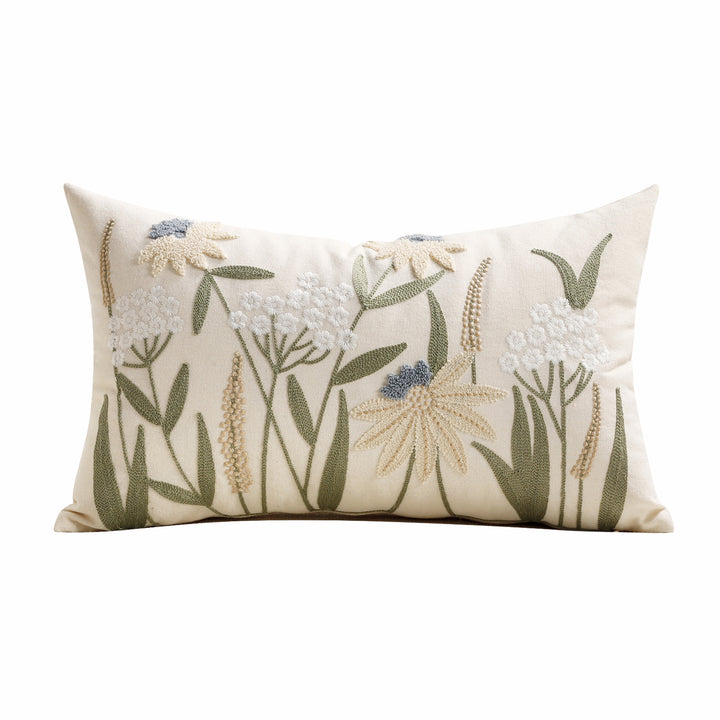 Dekorative quadratische gestickte florale Tufted Leinenkissenbezug