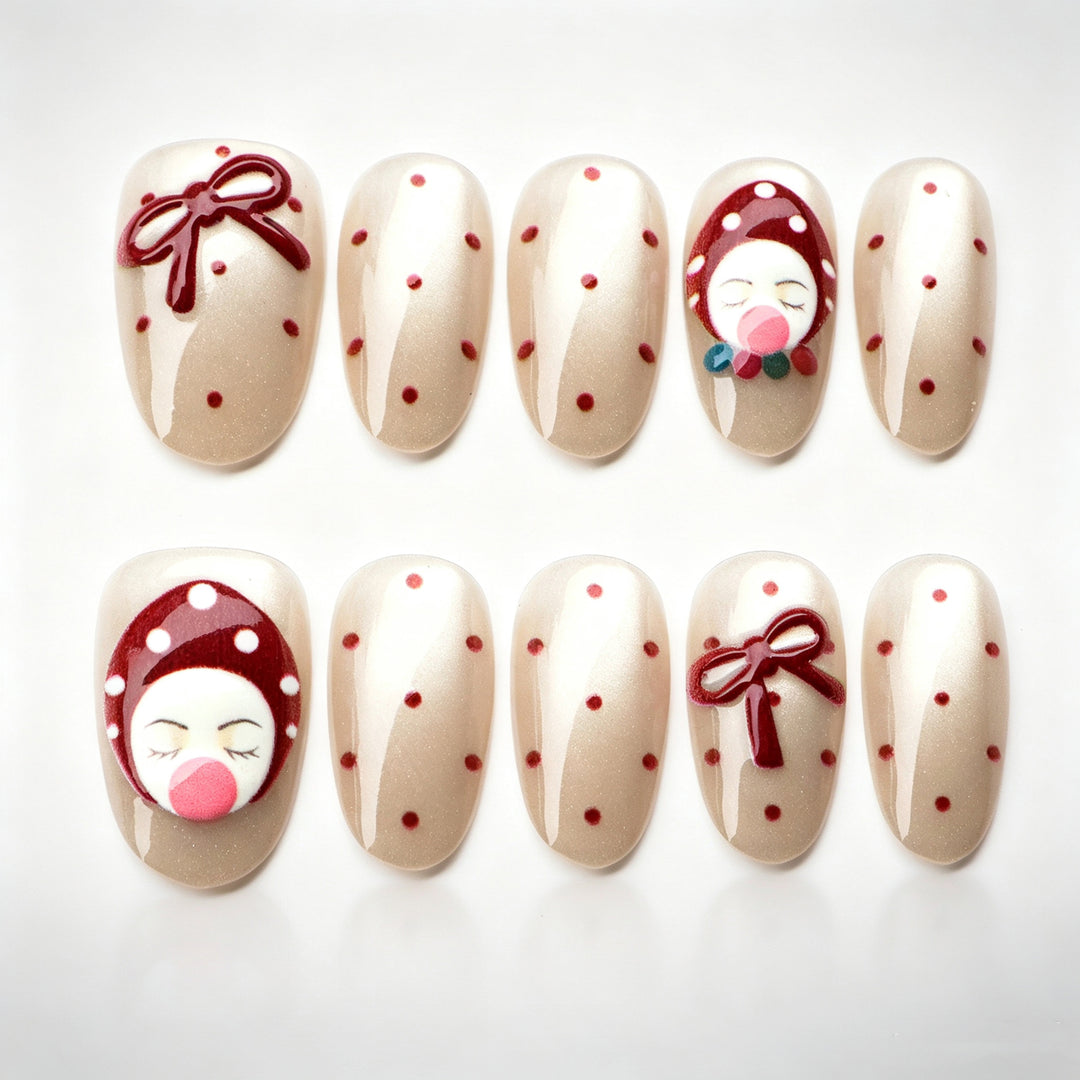 Verspielt Charakter Press-On Nagelkunst