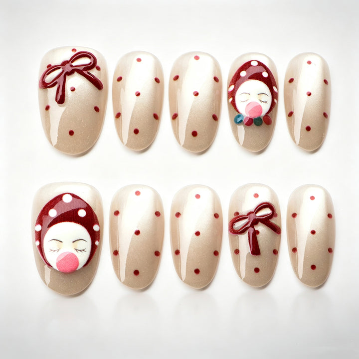 Verspielt Charakter Press-On Nagelkunst