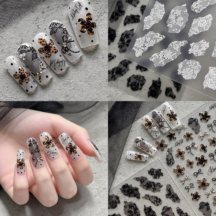 Zartes Spitze Nagelkunst Aufkleber Set
