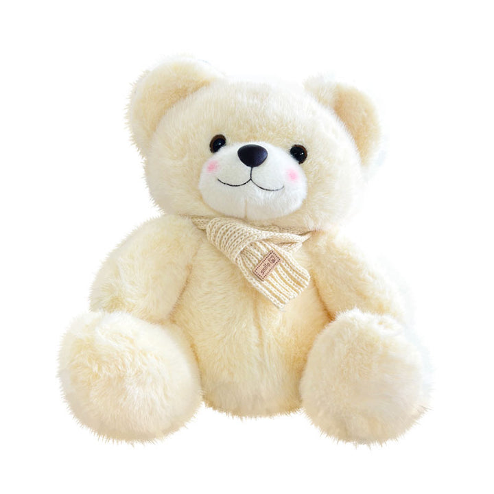 Plüsch-Sitzender Teddybär mit ultraweichem Kunstfell und Strickschal Karnz