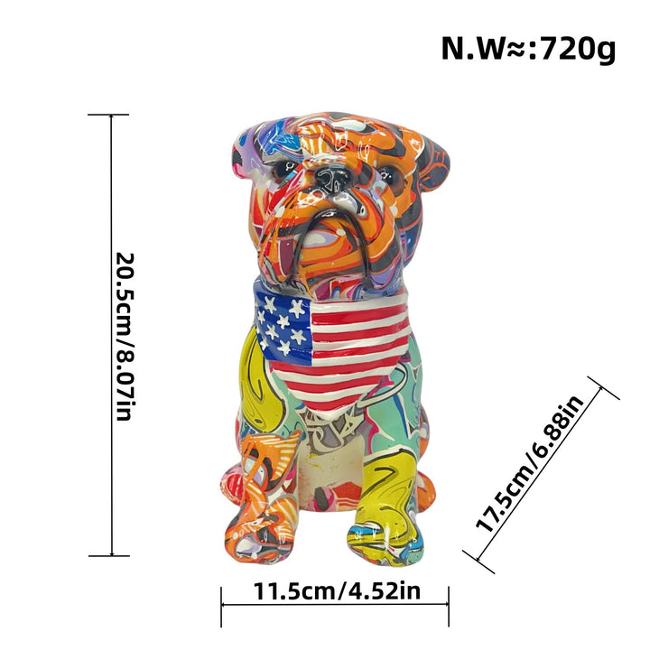 Bunte Dekofigur eines Hundes im modernen Design Karnz