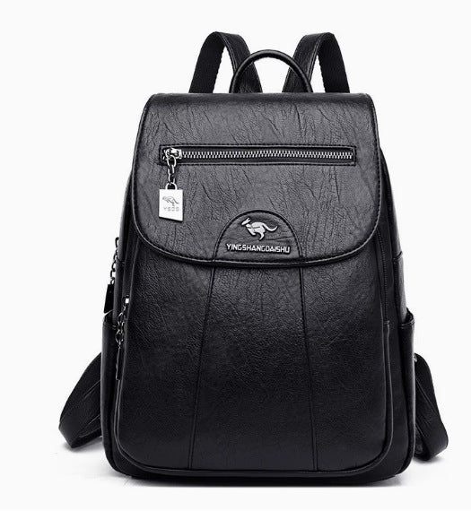Stylischer Mehrfach-Taschen Leder-Rucksack Karnz