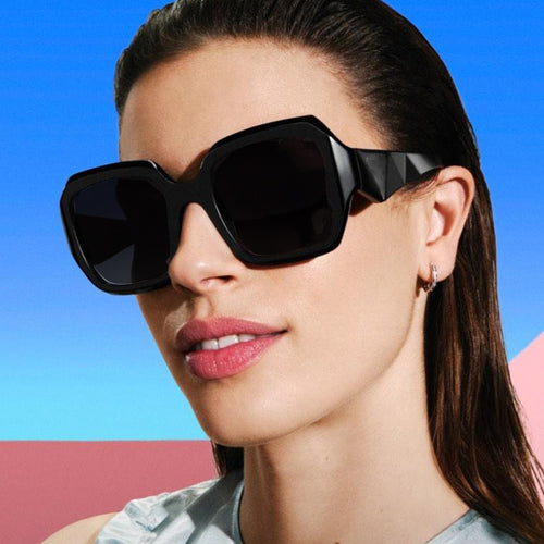 Damen Modische quadratische Sonnenbrille mit polygonalem Rahmen Karnz