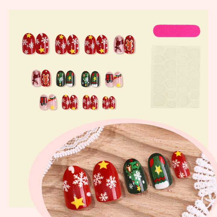 Weihnachtlich gestaltetes Press-On-Nagelkunstset mit festlichen Feiertagsdesigns Karnz