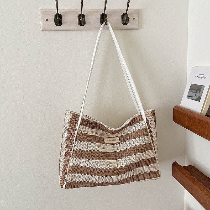 Gestreifter Häkelstrand-Tote-Bag